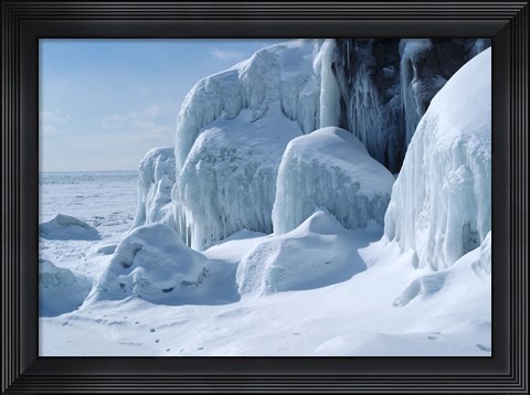 Framed Lake Superior Winter Snow 20 Print