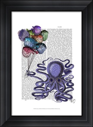 Framed Octopus and Puffer Fish Balloons Print