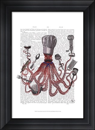 Framed Octopus Fabulous French Chef Print
