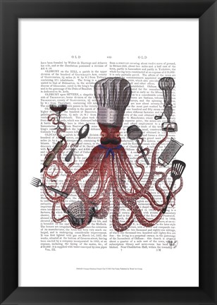 Framed Octopus Fabulous French Chef Print