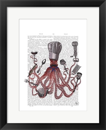 Framed Octopus Fabulous French Chef Print