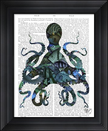Framed Fishy Blue Octopus Print