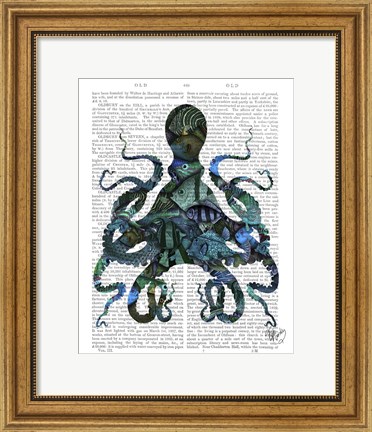 Framed Fishy Blue Octopus Print