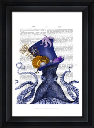 Framed Octopus Nautical Hat Print