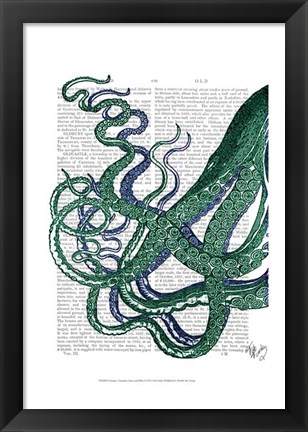 Framed Octopus Tentacles Green and Blue Print