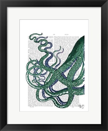 Framed Octopus Tentacles Green and Blue Print