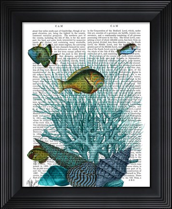 Framed Fish Blue Shells and Corals Print