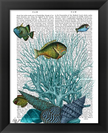 Framed Fish Blue Shells and Corals Print