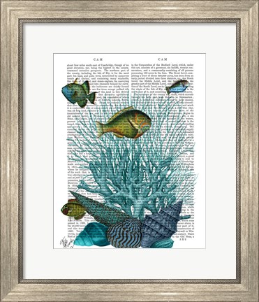 Framed Fish Blue Shells and Corals Print
