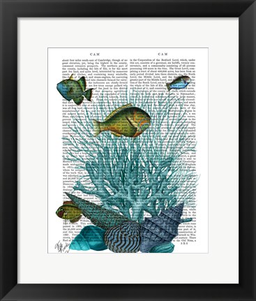 Framed Fish Blue Shells and Corals Print