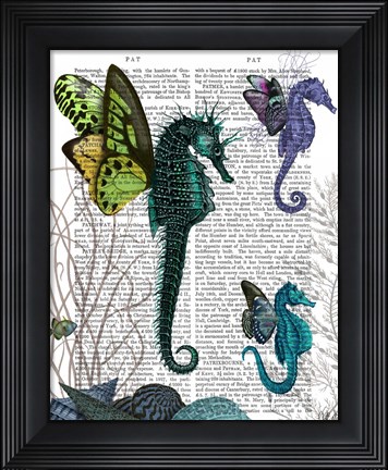 Framed Seahorse Trio With Wings Print
