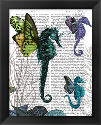 Framed Seahorse Trio With Wings Print