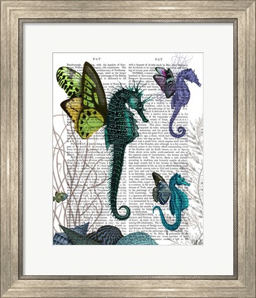 Framed Seahorse Trio With Wings Print