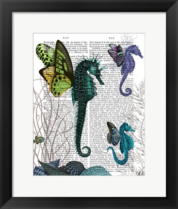 Framed Seahorse Trio With Wings Print