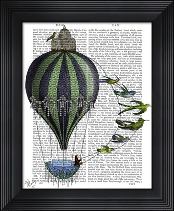 Framed Hot Air Balloon and Birds Print