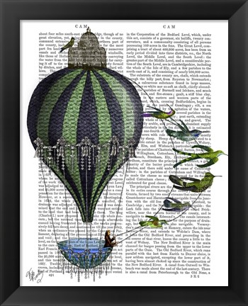 Framed Hot Air Balloon and Birds Print