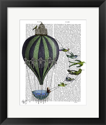 Framed Hot Air Balloon and Birds Print
