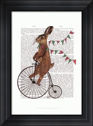 Framed Rabbit On Penny Farthing Print