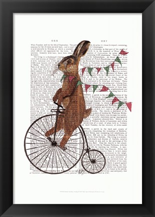 Framed Rabbit On Penny Farthing Print