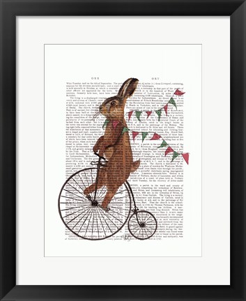 Framed Rabbit On Penny Farthing Print