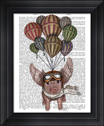 Framed Pig And Balloons Print
