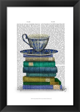 Framed Teacup and Books Print