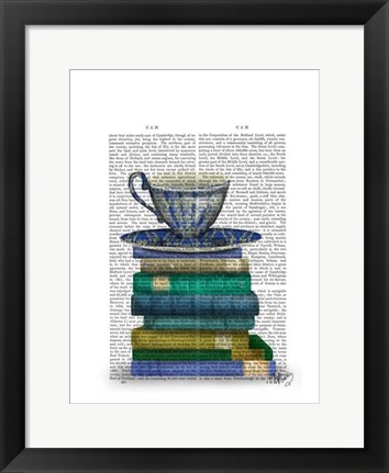 Framed Teacup and Books Print
