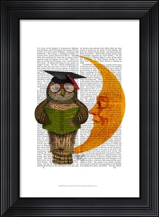 Framed Owl On The Moon Print