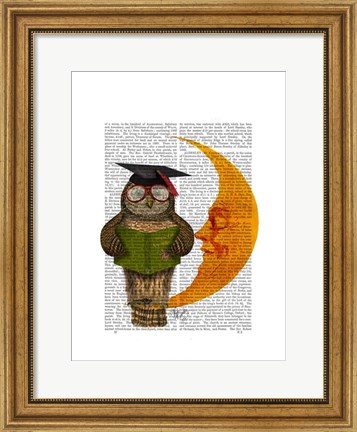 Framed Owl On The Moon Print