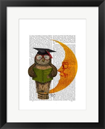 Framed Owl On The Moon Print