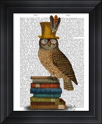 Framed Owl On Books Print