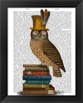 Framed Owl On Books Print