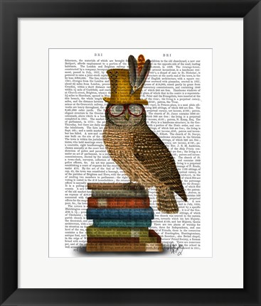 Framed Owl On Books Print