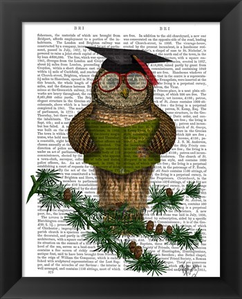 Framed Owl Reading On Branch Print