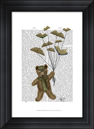 Framed Bear with Book Butterflies Print