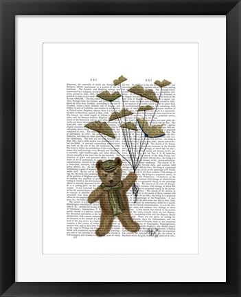 Framed Bear with Book Butterflies Print