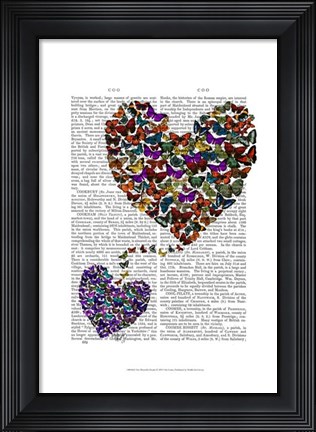 Framed Two Butterfly Hearts Print