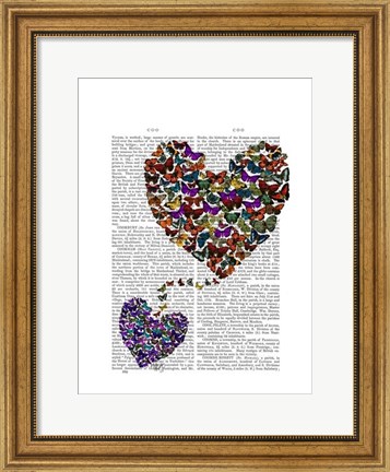 Framed Two Butterfly Hearts Print
