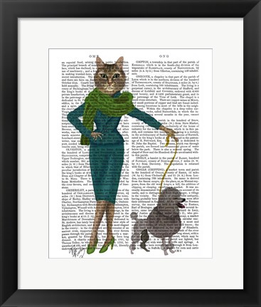 Framed Cat and Poodle Print