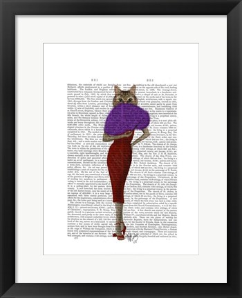 Framed Cat In Red Dress Print