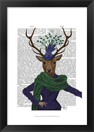 Framed Deer and Fascinator Print