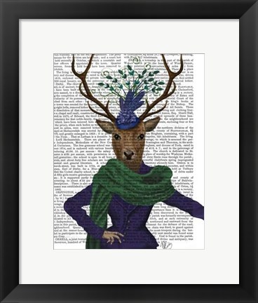 Framed Deer and Fascinator Print