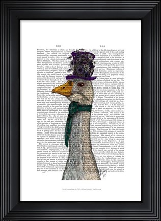 Framed Goose in Purple Hat Print