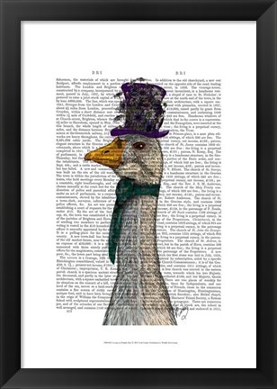 Framed Goose in Purple Hat Print