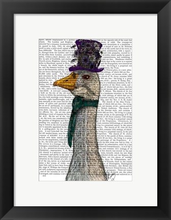 Framed Goose in Purple Hat Print