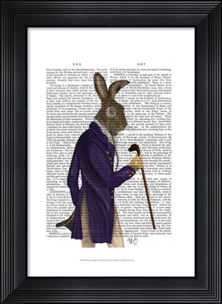 Framed Hare In Purple Coat Print