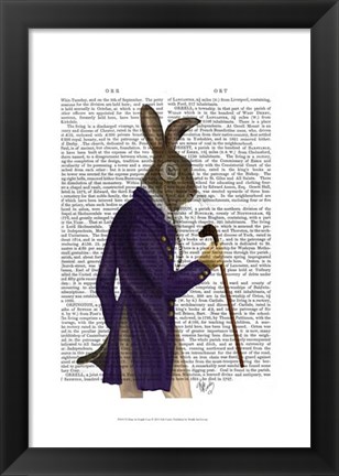 Framed Hare In Purple Coat Print