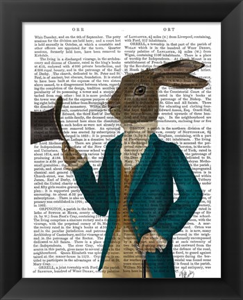 Framed Hare In Turquoise Coat Print