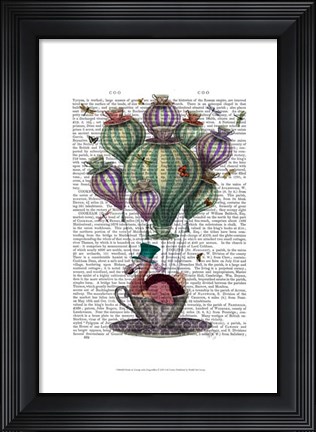 Framed Dodo in Teacup with Dragonflies Print