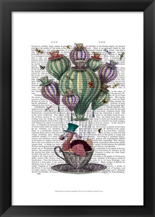 Framed Dodo in Teacup with Dragonflies Print